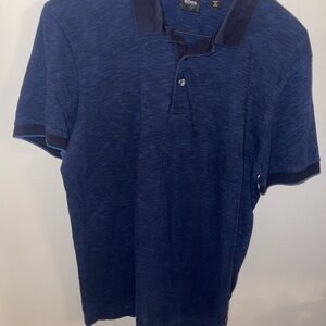 Hugo BOSS Short-Sleeve Collared Polo Tee Shirt Blue Cotton (size medium)